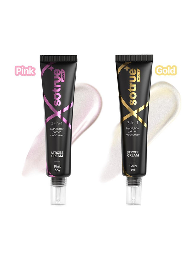 Sotrue Strobe Cream Gold & Pink for Face Radiance, Multipurpose Strobe Cream Highlighter(60 ml, Pink & Gold)
