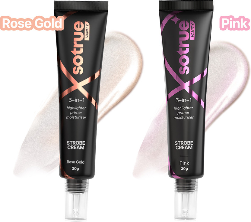 Sotrue Strobe Cream Combo-30g each| Instant Illumination|Primer+Moisturizer+ Highlighter(30 g, Rose Gold, & Pink)