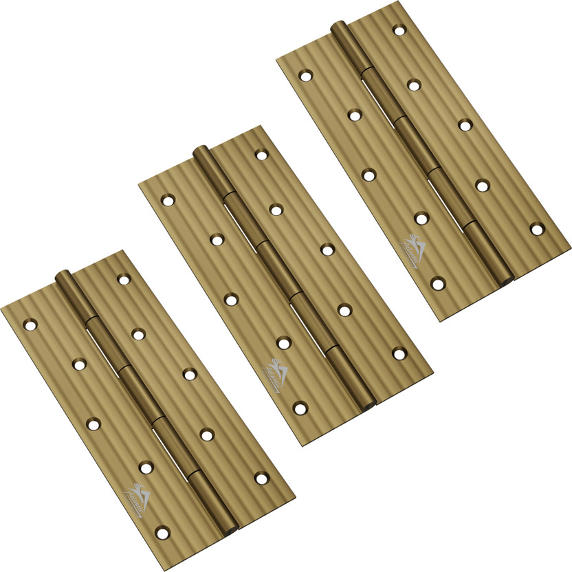 ATLANTIC Window Butt Hinges 6 inch x 10 Gauge/3 mm Thickness Antique Finish Butt/Mortise Hinge(Gold Pack of 3)