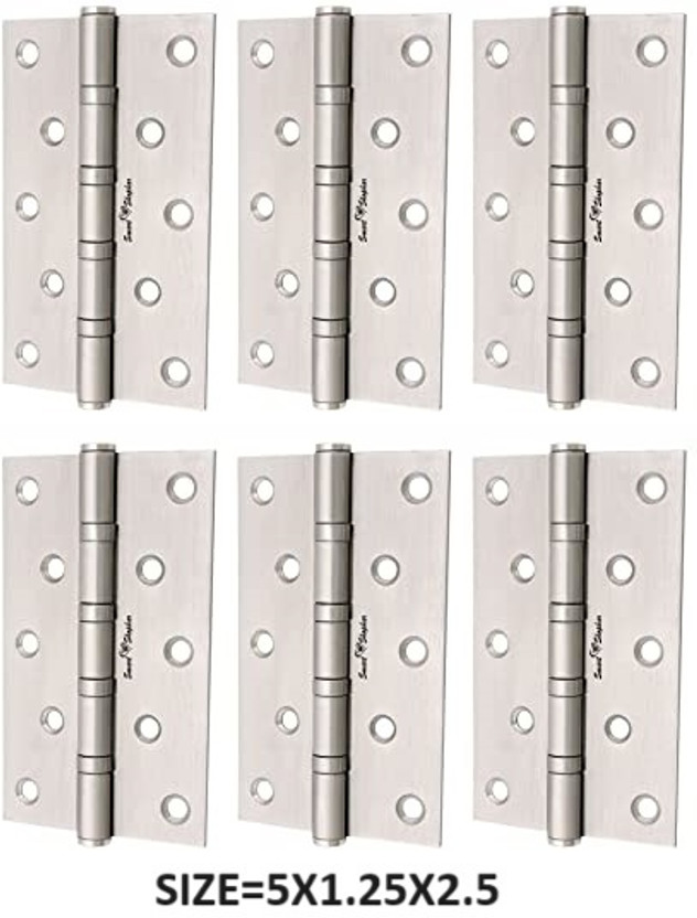 Smart Shophar Stainless Steel Bearing Hinge 5X1.25X2.5 Inches Pack of 6 Security Hinge(Silver Pack of 6)