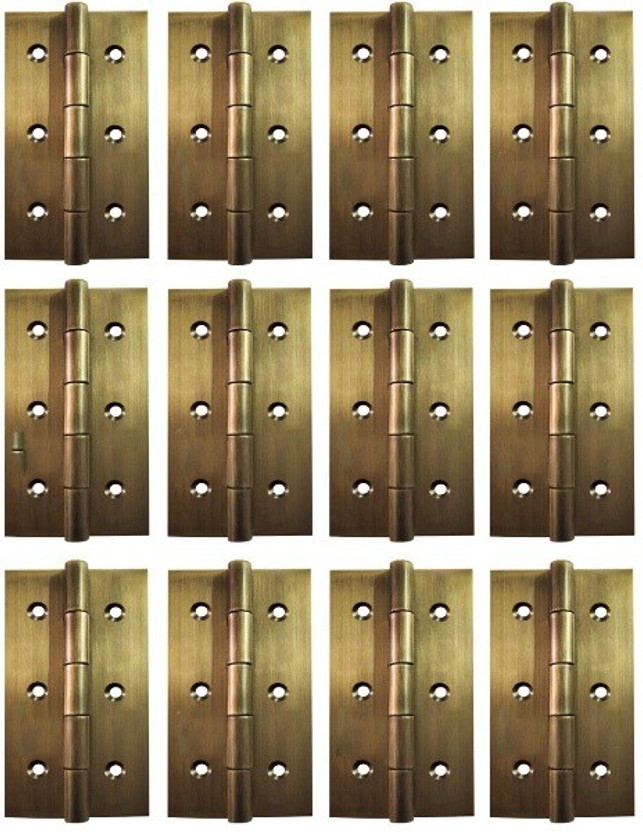 PRECISTO Window Butt Hinges Antique Finish Steel Hinges 3 Inch x 14 Gauge 2 mm Thickness Butt/Mortise Hinge(Gold Pack of 12)