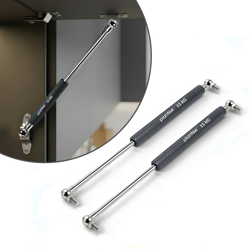 Plantex Plantex 12 Inch Hydraulic Gas Spring Stay Strut/Cabinet Hinges/Capacity 15 KGS (150 N) Security Hinge(Silver, Grey Pack of 1) - Flipkart Deal