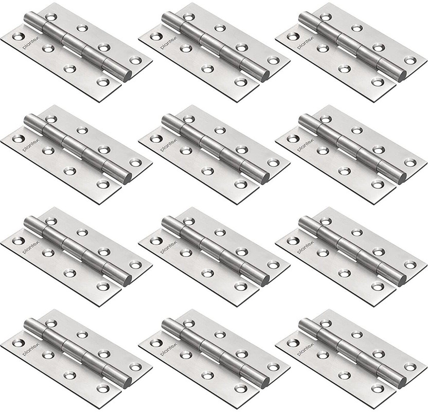 Plantex Heavy Duty Stainless Steel Door H 4 inch x 14 Gauge/2 mm Thickness for Door Butt/Mortise Hinge(Satin Matt Pack of 12)