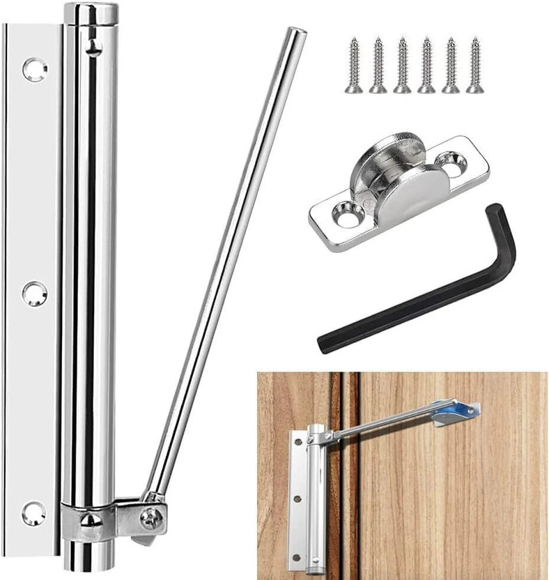 KASHTHBHANJAN Automatic Door Closer Hinge Lock Self Closing Hinge(Silver Pack of 1)