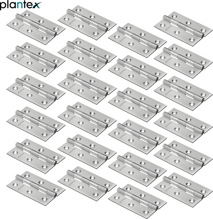 Plantex Kabja for Door Wardrobe Cabinets Door Hinges 3x6 Gauge/1.5 mm Thickness for Door Butt/Mortise Hinge(Satin Matt Pack of 24)