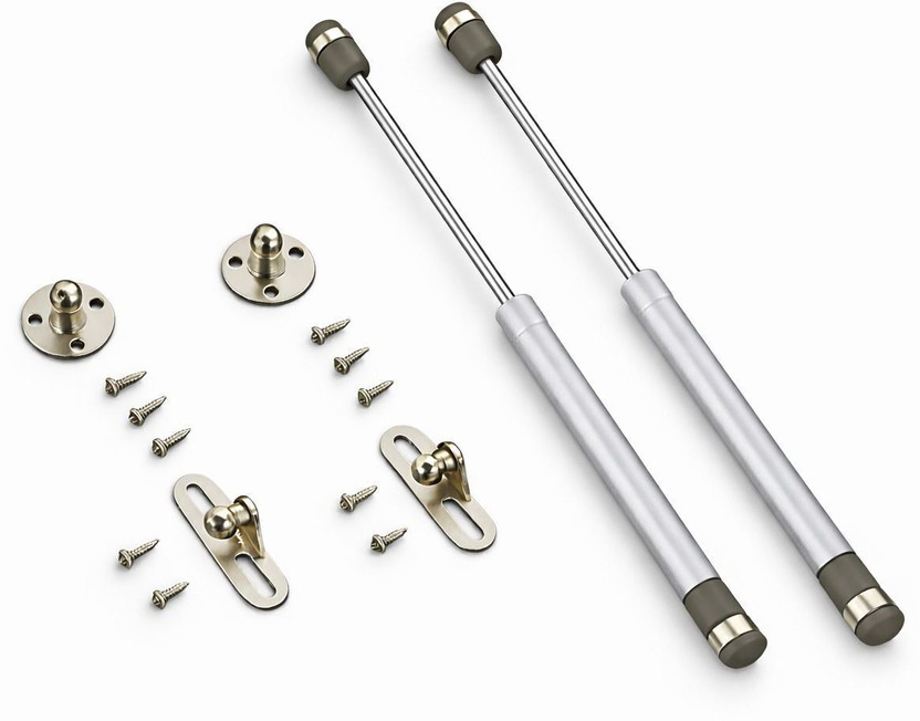 Kanagu Hydraulics Gas Spring Stay STRUT Pneumatic Lift Support Cabinet Hinges Support Self Closing Hinge(Silver Pack of 2)