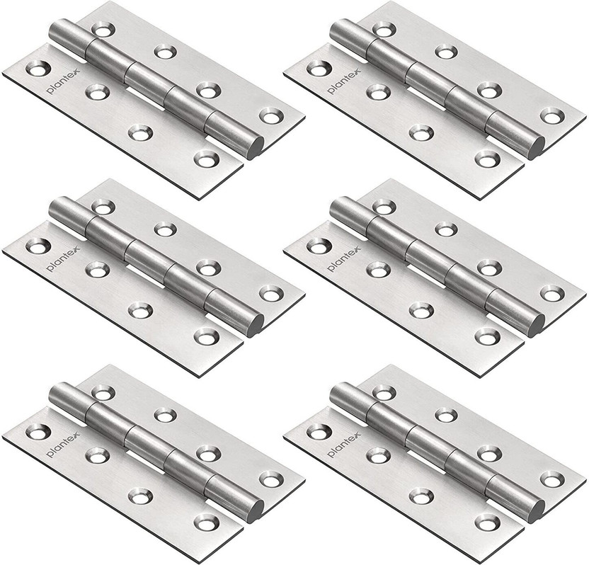 Plantex Heavy Duty Stainless Steel Door Hinges 4 inch x 14 Gauge/2 mm Thickness for Door Butt/Mortise Hinge(Satin Matt Pack of 6)
