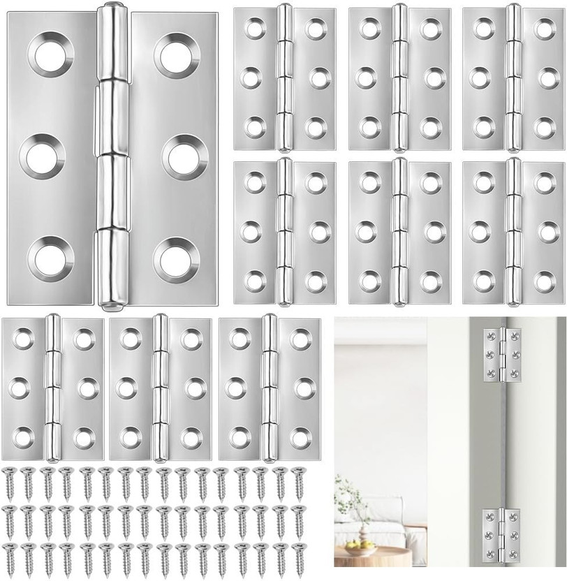 Screwtight Butt Hinge Chrome Plated on Iron 3 Inch for Door, Window 12 Pcs Butt/Mortise Hinge(Chrome Plated Pack of 12)