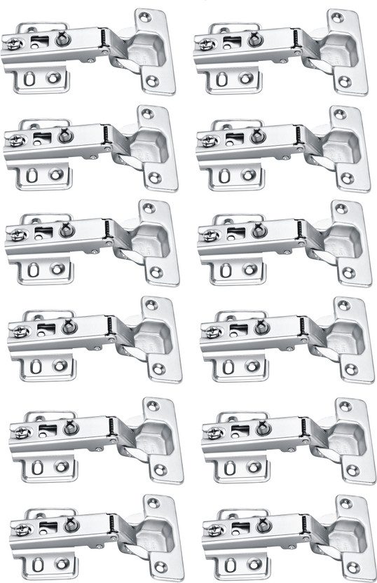 Met Craft Steel Auto Close (Non Soft Close) Slide On Concealed Hinges Pack of 6 Pair (0 Degree Crank, Silver) for Full Overlay Door Concealed Hinge(Silver Pack of 12)
