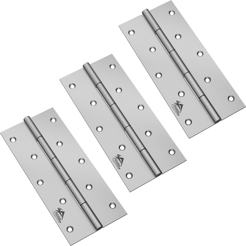 ATLANTIC Window Butt Hinges 6 inch x 10 Gauge/3 mm Thickness Matt Finish Butt/Mortise Hinge(Silver Pack of 3)