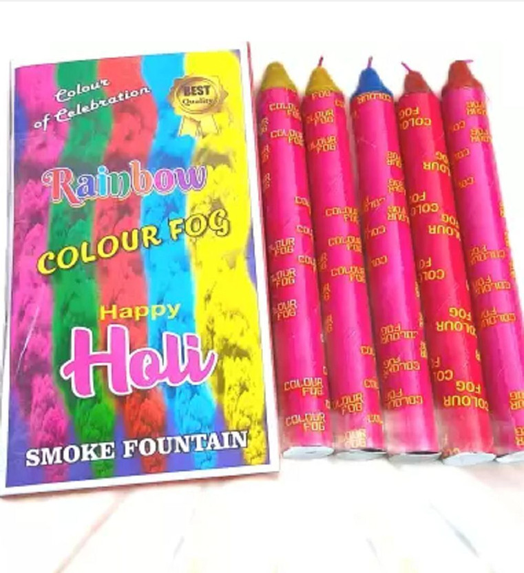 QinPin 5 Pc Gulal Holi Rainbow Bomb Colour Fog - Vibrant Safe Color Eco Friendly Gulal Holi Color Powder Pack of 1(Multicolor, 200 g)