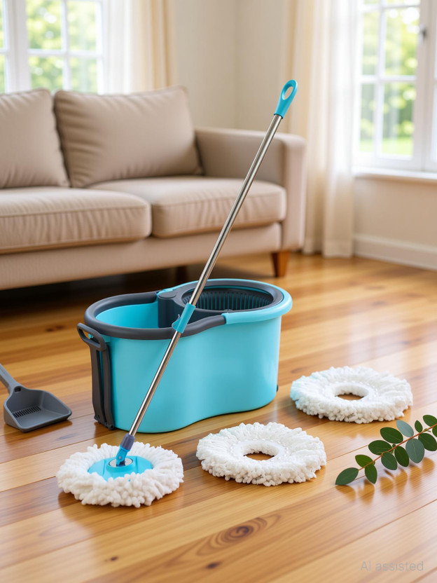 Flipkart SmartBuy HOME CLEANING MOP SET WITH 3 MICROFIBER REFILLS PLASTIC SPRINKLER BLUE COLOR Mop Set(Multicolor)