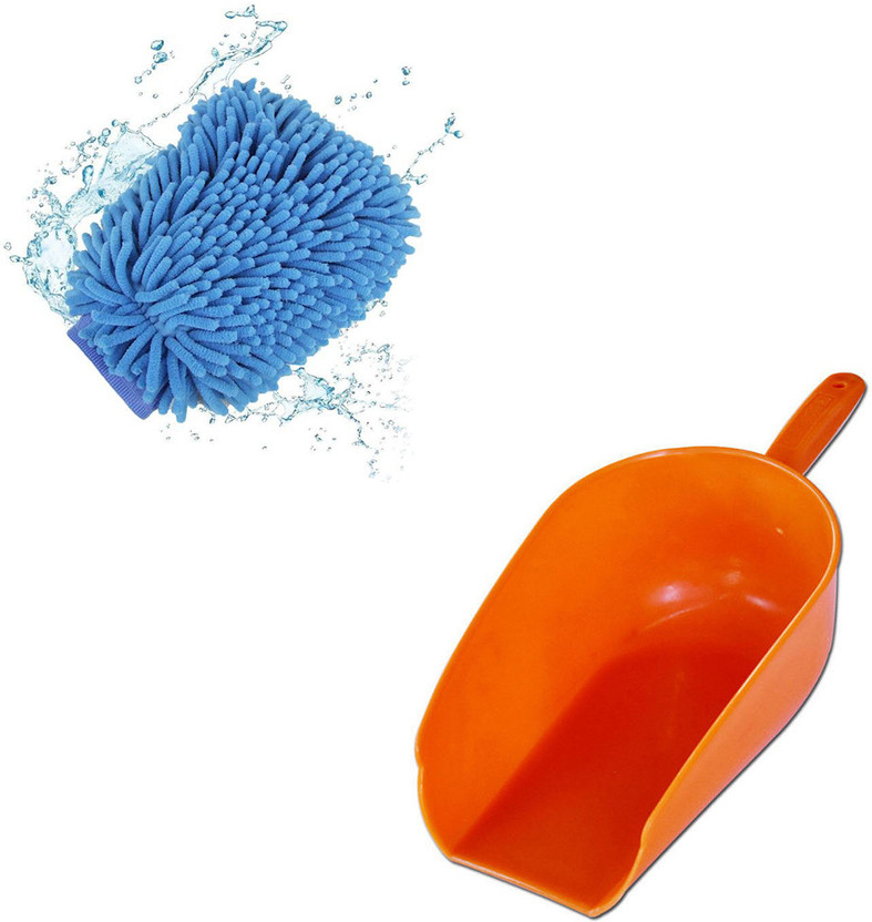 AN Sunshine Home Cleaning Combo of Microfiber Gloves & Scoop Plastic Wet and Dry Brush(Multicolor, 2 Units)