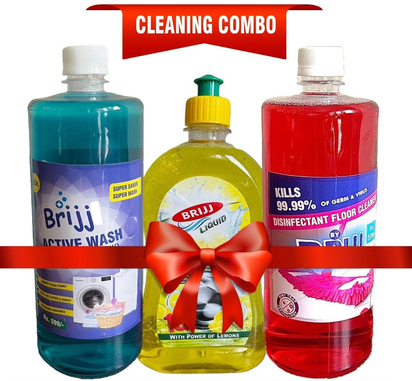 BRIJJ Multi-Purpose Cleaning Combo Pack | Laundry Wash, Dishwash & Floor Cleaner Bucket