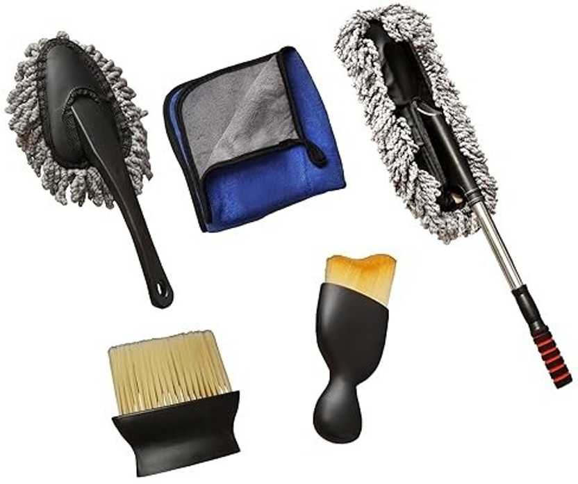 Greenosys 5 PCS Microfiber Car Duster Kit|Interior & Exterior Car Cleaning Detailing Tool Cleaning Brush, Duster, Cleaning Cloth