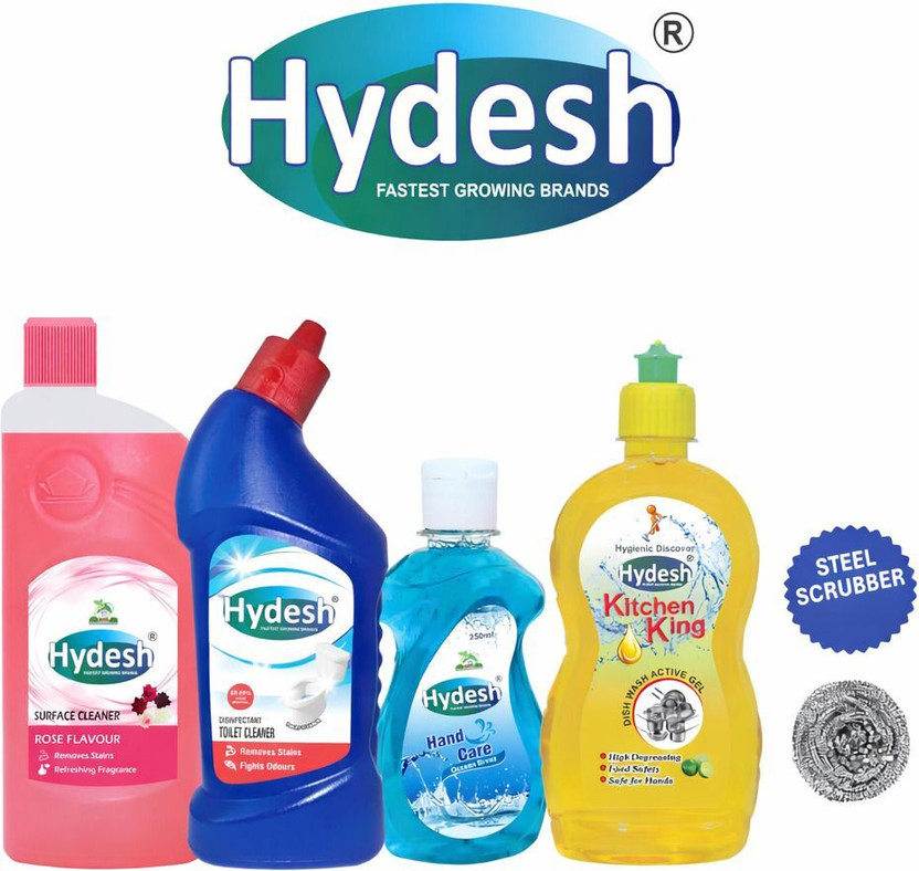 hydesh Cleaning Combo Floor Cleaner, Toilet Cleaner, Dish Wash, Hand Wash Floor Wiper