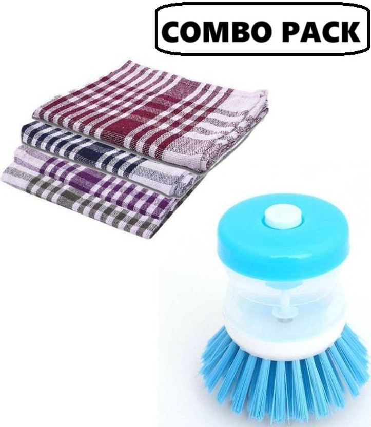 ODIN ODIN Kitchen Tool Combo – 1 Soap Pump Scrub Brush + 4 Reusable Towels Cleaning Cloth, Cleaning Brush