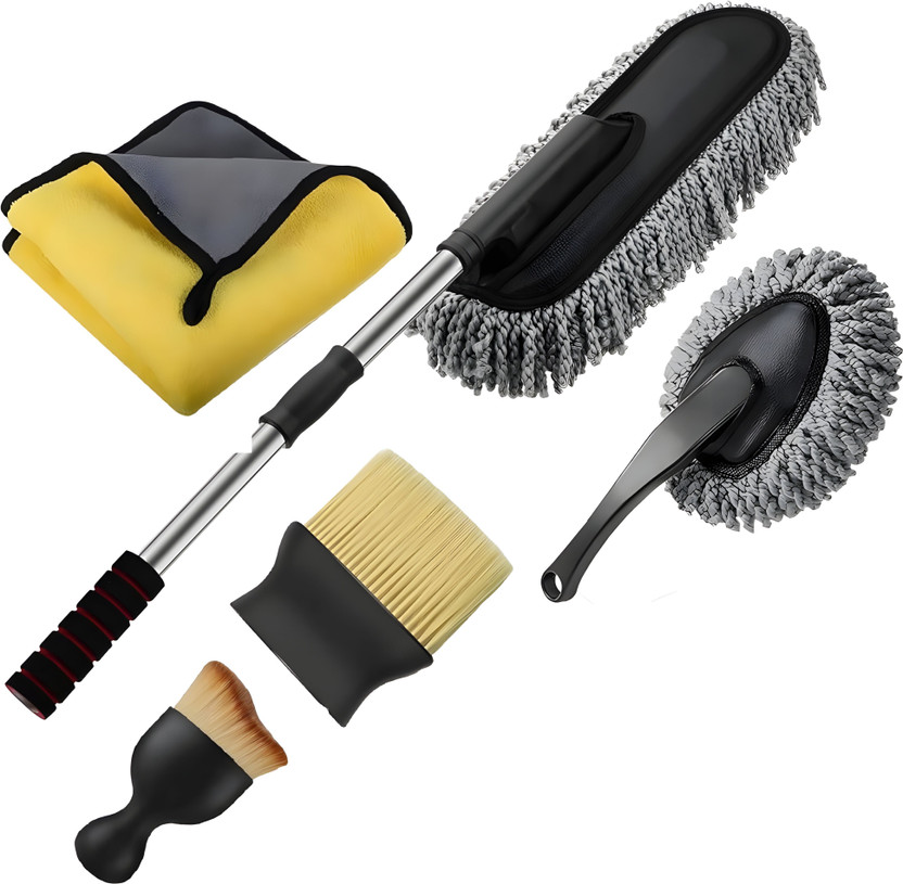 Bizbee 5Pcs Microfiber Detailing Car Duster Brush Interior&Exterior Car Cleaning Combo Broom