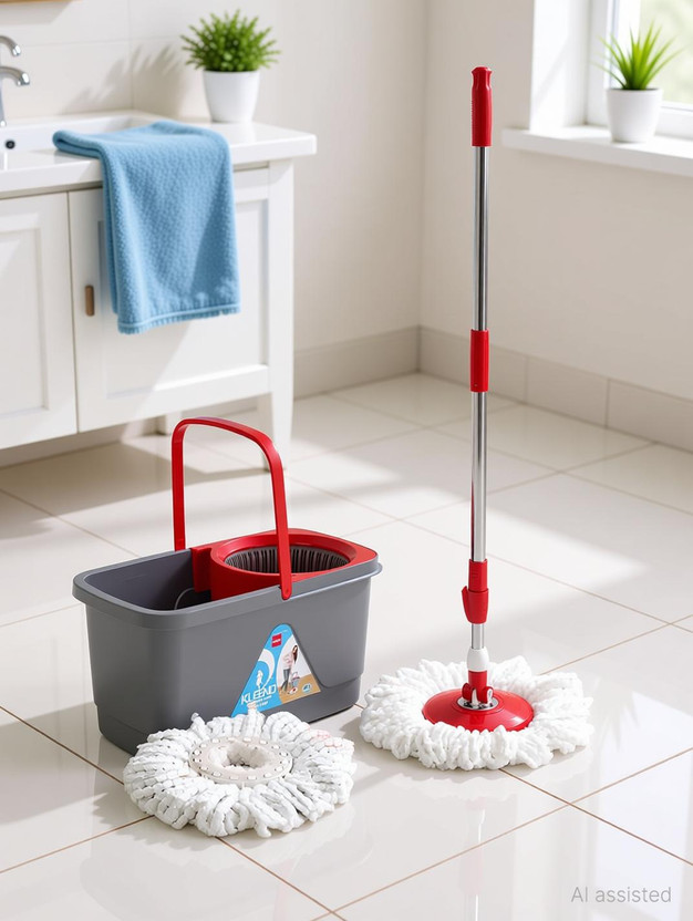 cello TOTAL CLEAN SPIN Mop Set(Red)