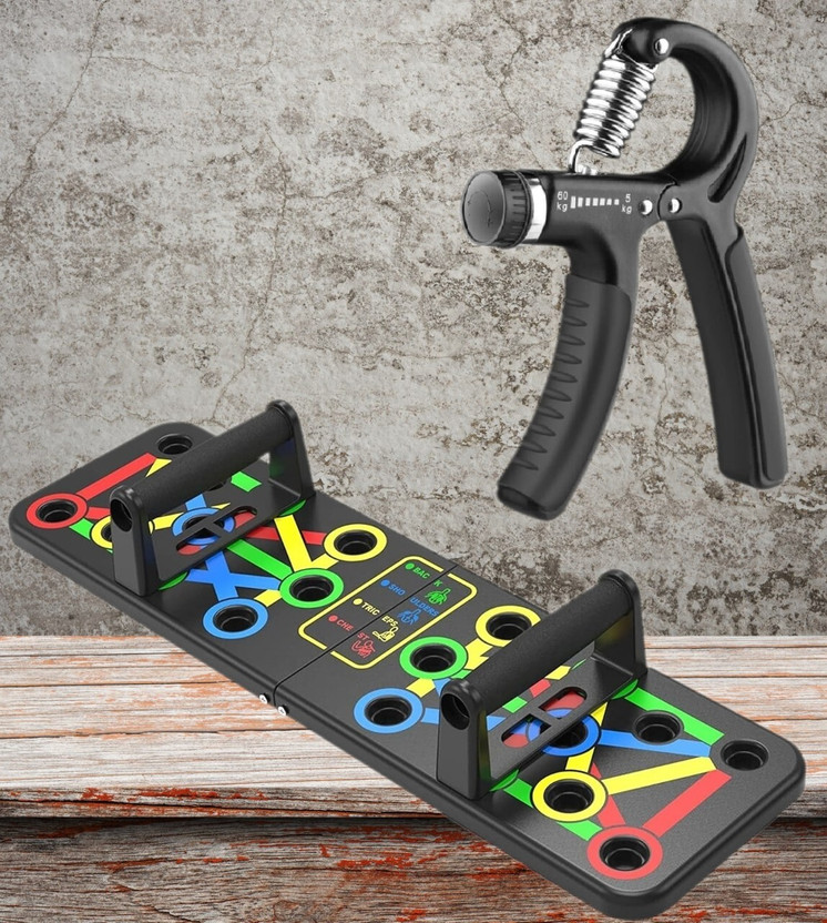 MANROM 15 In 1 Pushup Board: Premium Gym Equipment for Home Workout WITH HAND GRIPPER Home Gym Combo