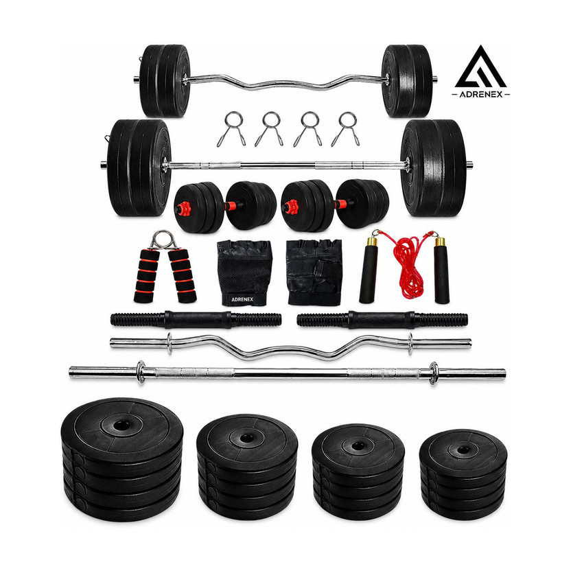 Adrenex Adrenex 70 kg PVC weight with 3ft Curl Rod, 5ft Straight Rod and Accessories Home Gym Combo - Flipkart Deal