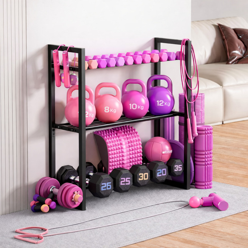 Winstar 200 kg 3-Tier Adjustable Dumbbell Rack | Home Gym Weight Storage Stand for Dumbbells | Home Gym Combo