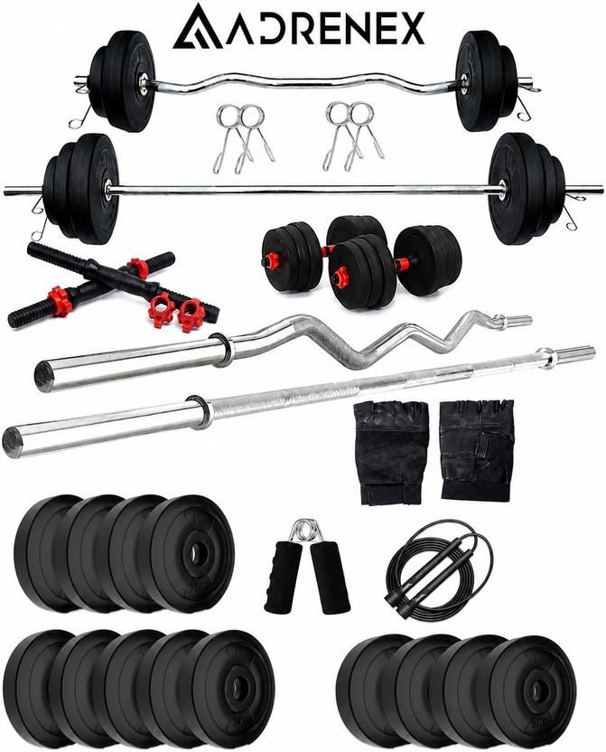 Adrenex Adrenex 30 kg PVC Weight Combo of Rods and Accessories Home Gym Combo - Flipkart Deal