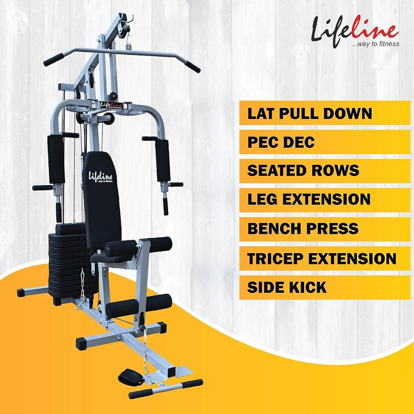 Lifeline 72 kg Multi Home Gym Machine for Chest Biceps Shoulder Back Triceps Legs for Men Home Gym Combo