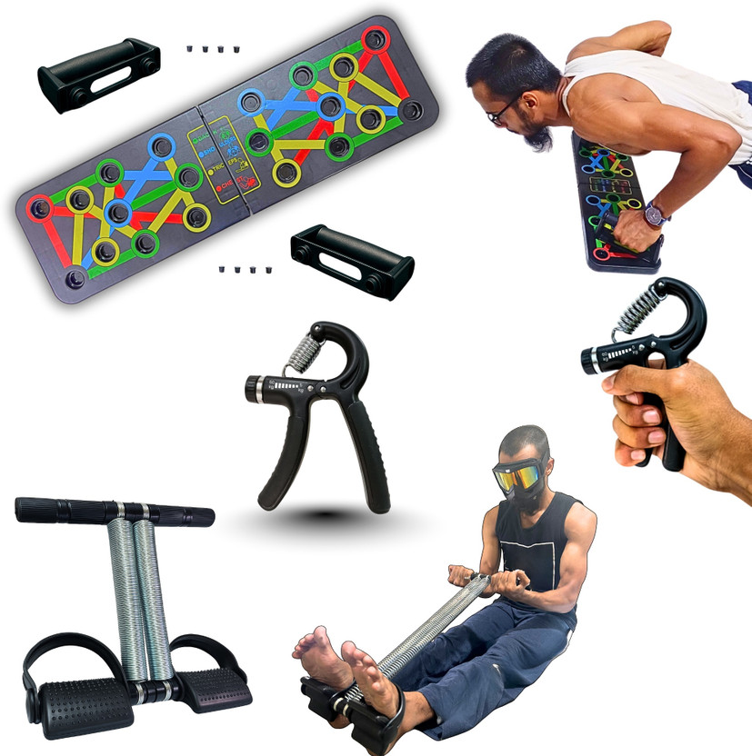 Muscle Drago 999 Workout Combo – Pushup Board, Hand Gripper, Tummy Trimmer & Finger Exerciser Home Gym Combo