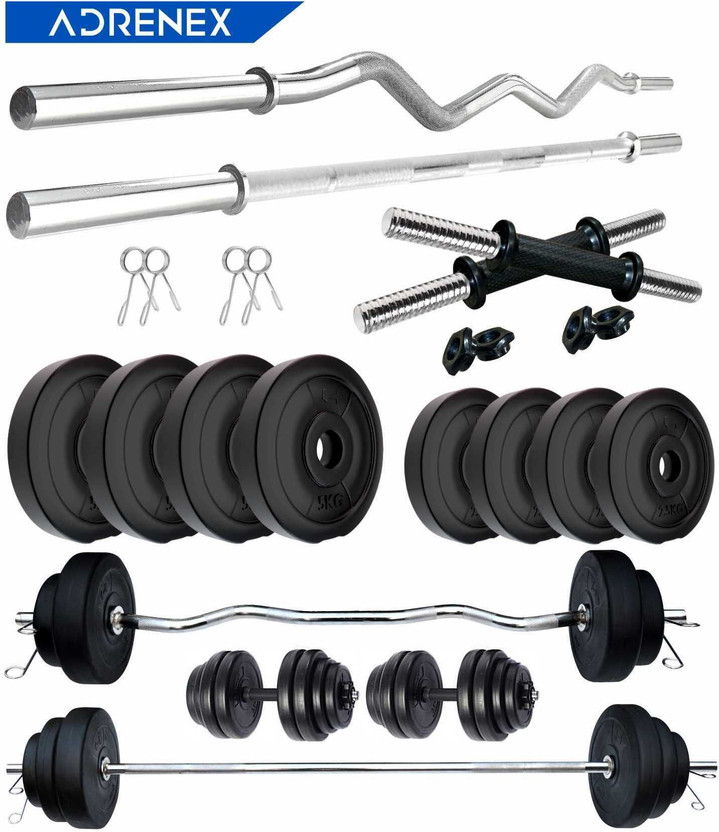 Adrenex 30 kg Barbells, Dumbbells and Accessories Home Gym Combo