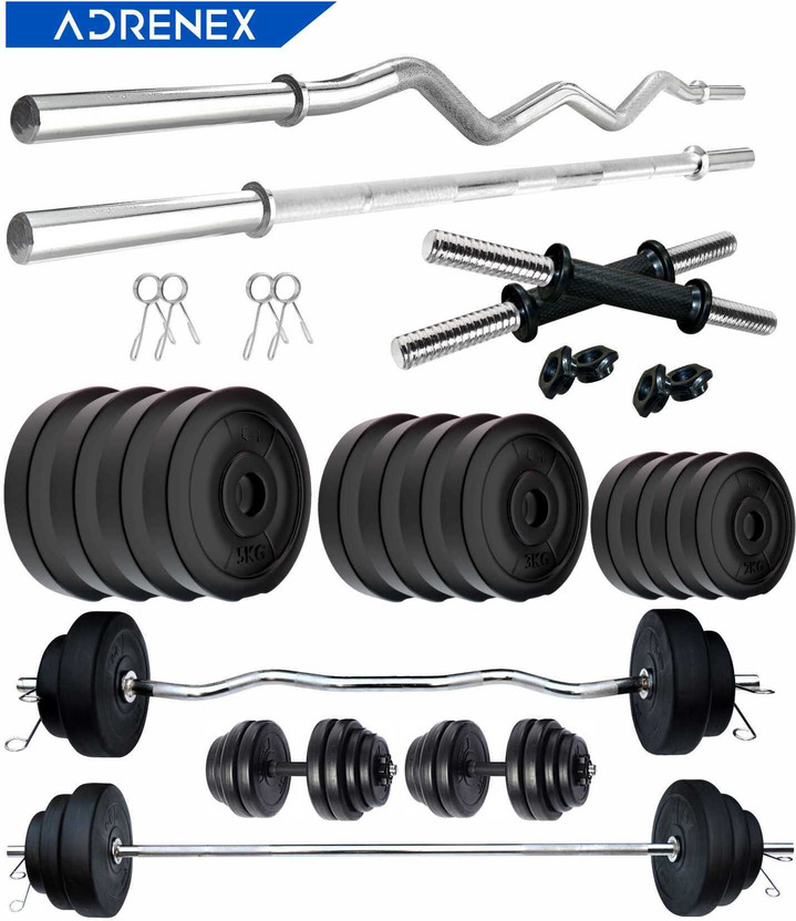 Adrenex 40 kg Portable with Straight, Curl & Dumbbell Rods Home Gym Combo