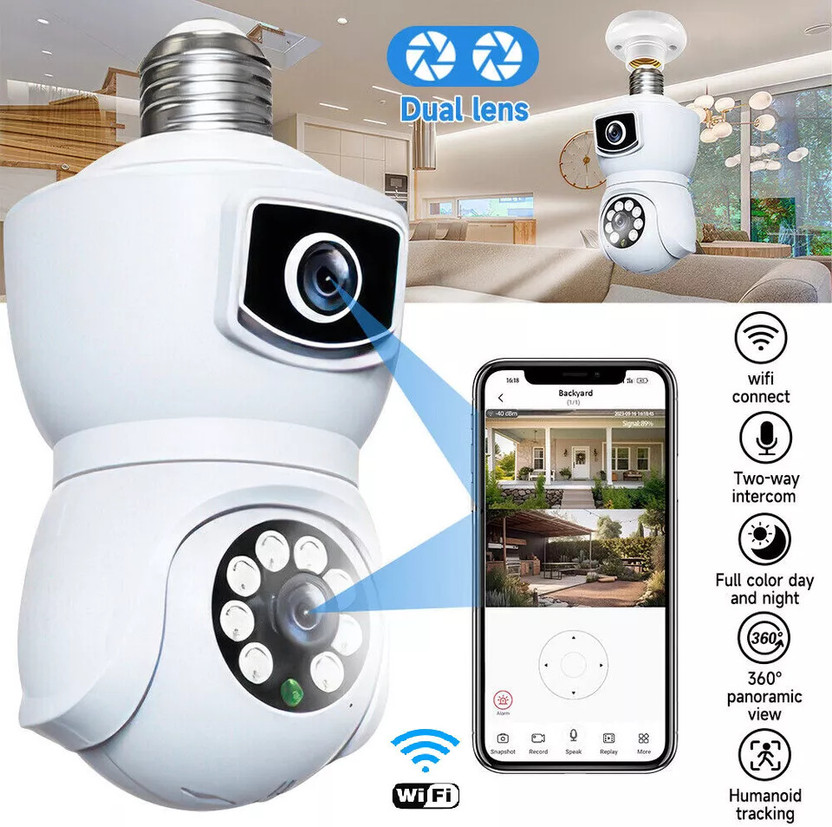 AVOIHS Dual Lens PTZ 1080p HD Camera Dual Screen Baby Monitor TwoWay Audio Night Vision Security Camera(128 GB, 1 Channel)