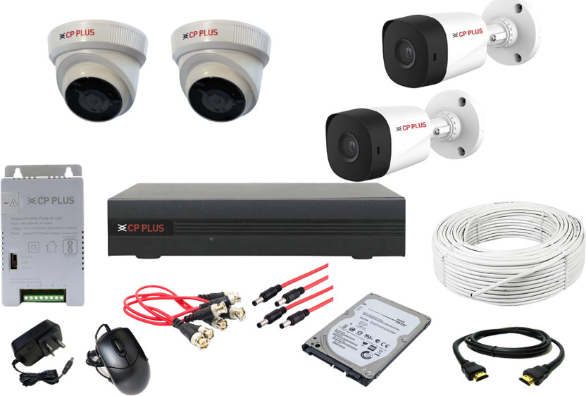CP PLUS FULL HD DVR 1080p 1Pcs, 2INDOOR 2 OUT DOOR 2.4MP 1080P CAMERA FULL COMBO SET Security Camera(500 GB, 4 Channel)