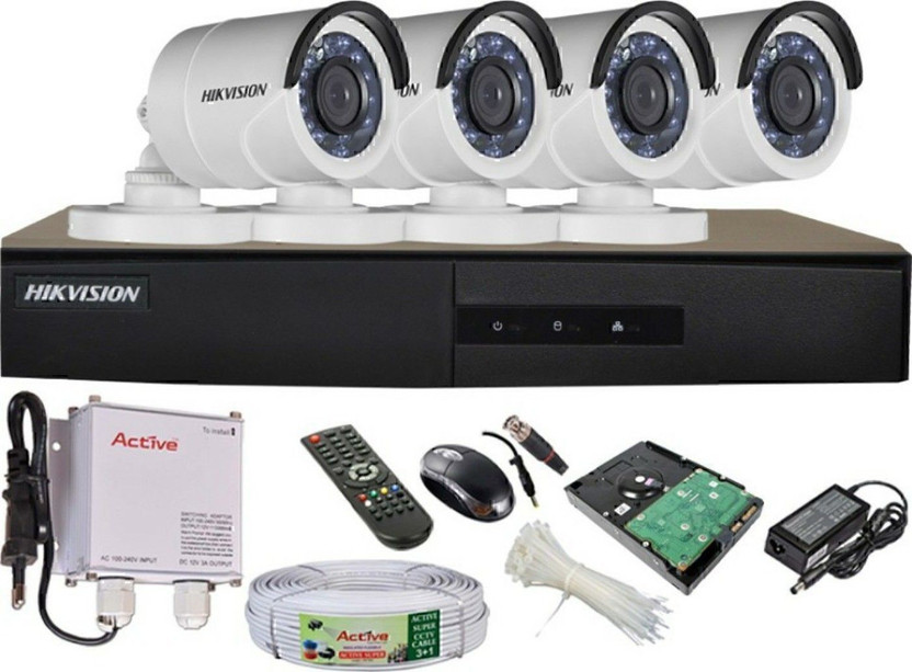 HIKVISION HD DVR DS-7B04HGHI-F1 BULLET CAMERA DS-2CE1ACOT-IRP OR DS-2CE1ACOT-IRP/ECO 1TB HDD 4PEAS BULLET CAMERA Combo Set Security Camera(1 TB, 4 Channel)