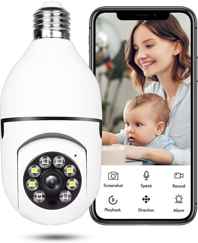 GiftNow 4MP WIFI Smart Bulb CCTV Live View Motion Alert Night Vision SD Card Support Security Camera(1 Channel)