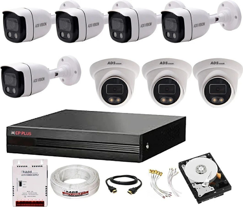 CP PLUS 8CH. Hybrid DVR, 5B/3D CAMERA COLOUR VIEW NIGHT VISION CAMBO SET With 1TB HDD Security Camera(1 TB, 8 Channel)