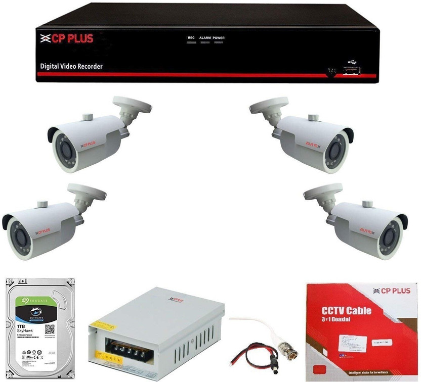 CP PLUS Full HD 4Ch DVR + 4 C Plus Security Camera(1 TB, 4 Channel)