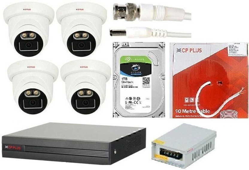 CP PLUS ILLUMAX COLORVU NIGHT VISION 4 DOME CAMERA, 1TB HDD,WIRE 45MTR KIT Security Camera(1 TB, 4 Channel)