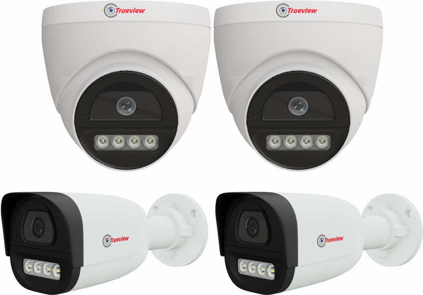 Trueview CCTV Camera Combo Pack of 4 | 2 Dome 2 Bullet with Color Night Vision Security Camera(2 TB)