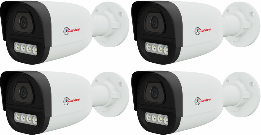 Trueview Pack of 4 | 2MP HD Bullet CCTV Cameras | Dual Light Color Night Vision Security Camera(2 TB)