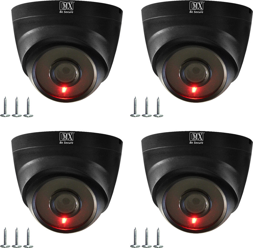 MX Dummy Fake Security Wireless Dome CCTV Outdoor Camera Flashing Light Black D2_4 Security Camera(1 Channel)