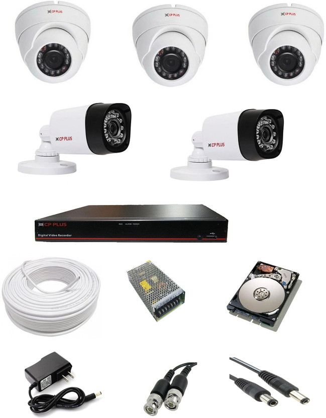CP PLUS 2.4 MP 8 CH DVR Kit with 2 bullet, 3 Dome,500 GB HDD all required accessories Security Camera(500 GB, 8 Channel)
