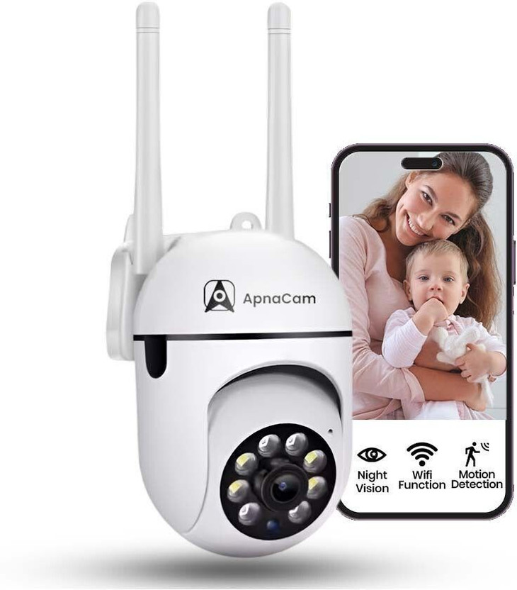 ApnaCam 5MP FHD WiFi Mini Fox PTZ Camera 360° View, Two-Way Audio Wireless Home & Office Security Camera(128 GB, 4 Channel)