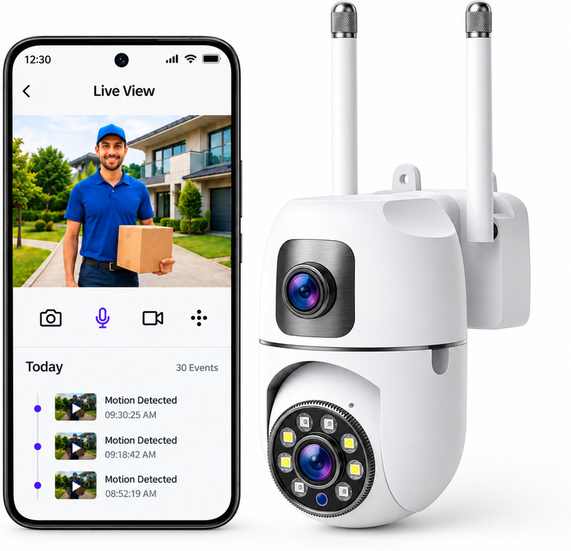 VisionCam Wifi Smart 360° Rotation, Full HD Night Vision & Motion Detection Security Camera(SD Card Support Upto 128 GB, 1 Channel)