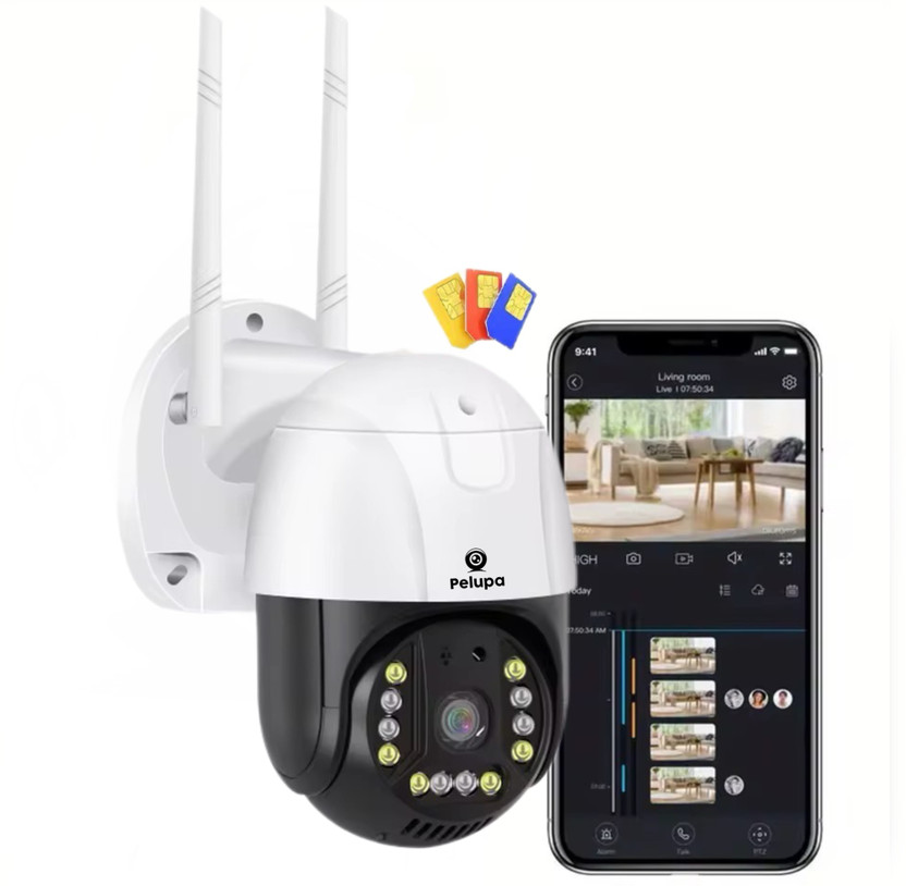Pelupa 3MP Outdoor Video Surveillance Camera 4G Sim Card LTE Security 4G CCTV PTZ IP Security Camera(1 Channel)