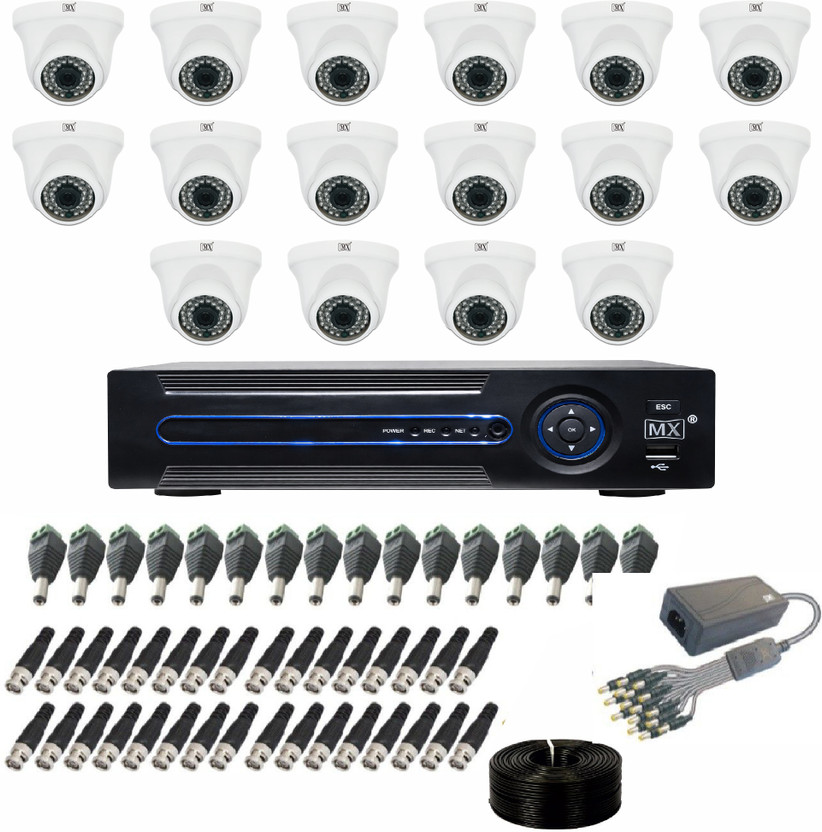 MX CCTV Cameras Kit 16 Channel Analog System with BNC DC pin & 1 DVR - Set 50 Security Camera(16 Channel)
