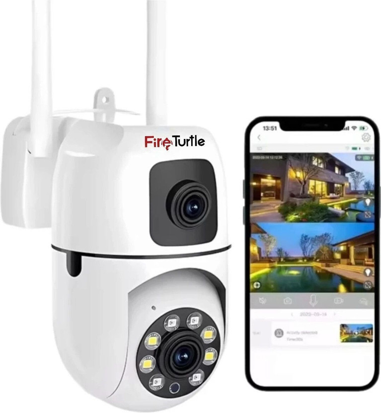 Fire Turtle 4+4MP Wireless CCTV Camera|360° Rotation|Dual Light Night Vision| Security Camera(125 GB, 2 Channel)