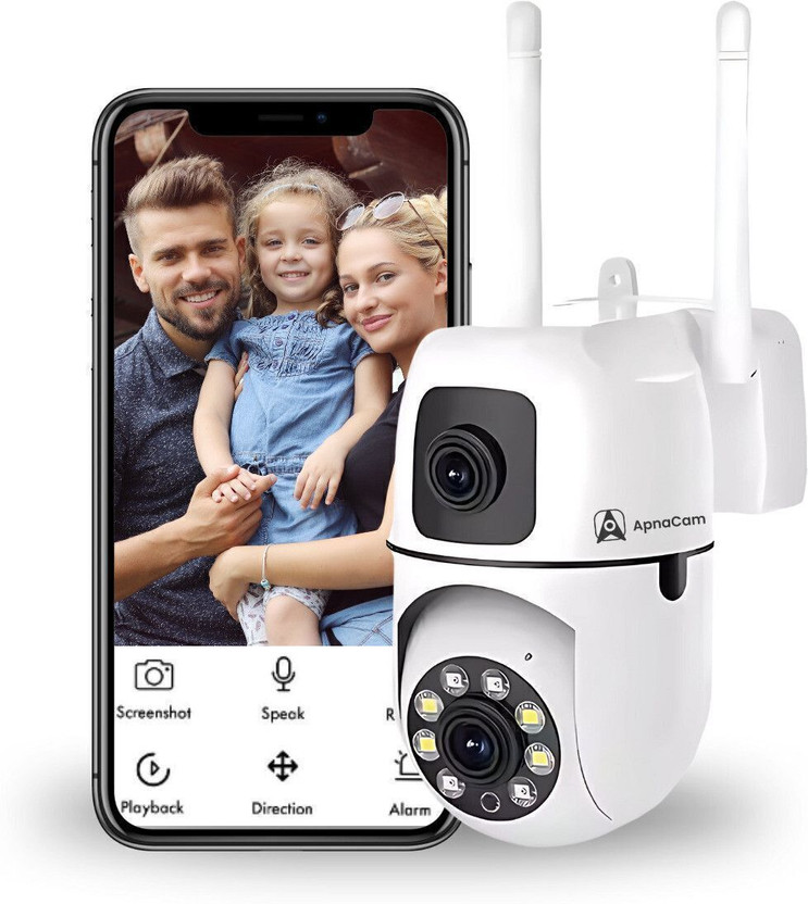 ApnaCam 5+5MP FHD WiFi Mini PTZ Dual Lens/Screen 2in1 PTZ+Bullet Indoor 360° CCTV Security Camera(128 GB, 2 Channel)
