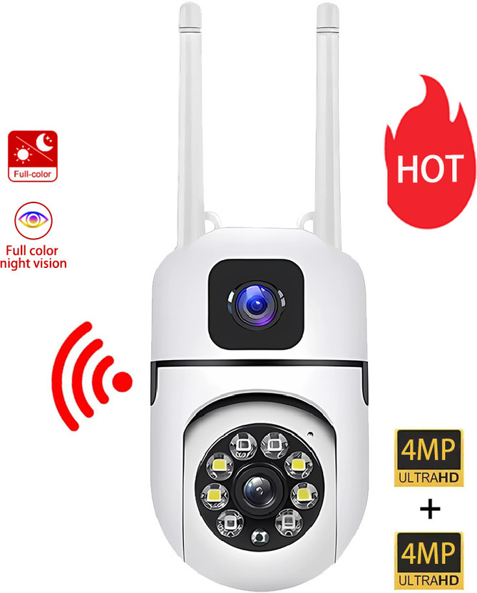 OSHSIZ 4MP HD smart home WiFi Security for baby monitor indoor Network Dual Lens camera Security Camera(128 GB, 1 Channel)