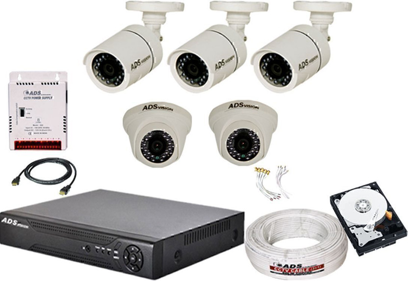 ADS VISION HD 3BULLET 2DOME Cctv Camera Full Set With 1TB HDD And All Accessories Security Camera(1 TB, 8 Channel)